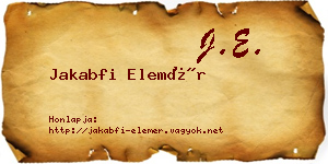 Jakabfi Elemér névjegykártya